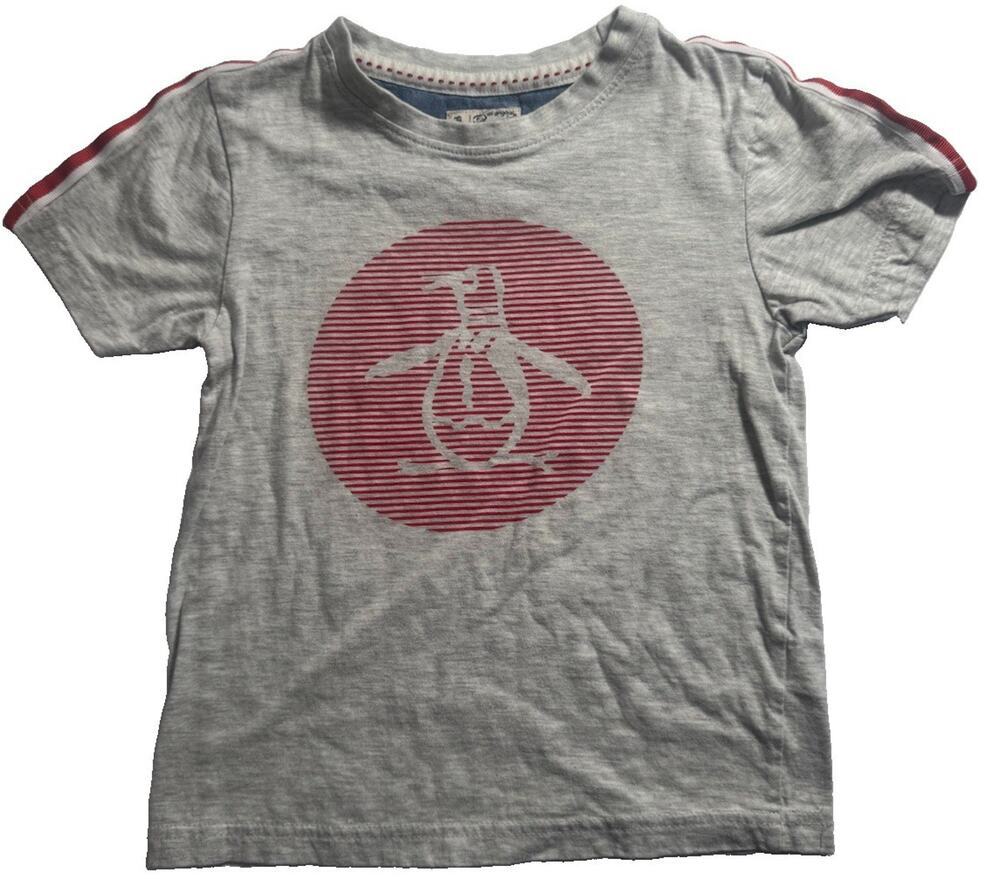 Original Penguin Boys Graphic Logo T-Shirt Gray Short Sleeve Size 5